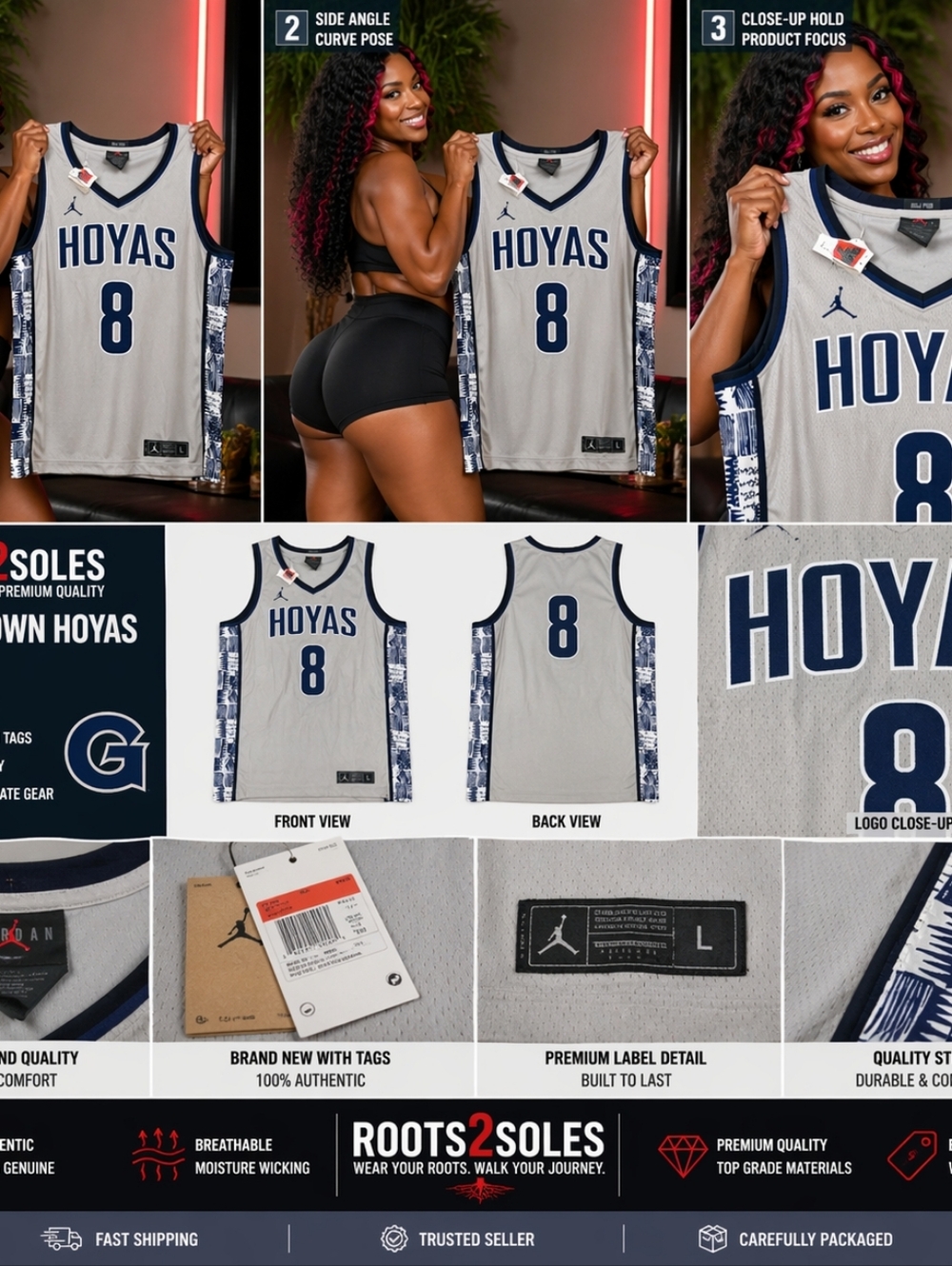 M L Or Small Men's NCAA Jordan Georgetown Hoyas NIKE ELITE Basketball Jersey - Picture 2 of 11